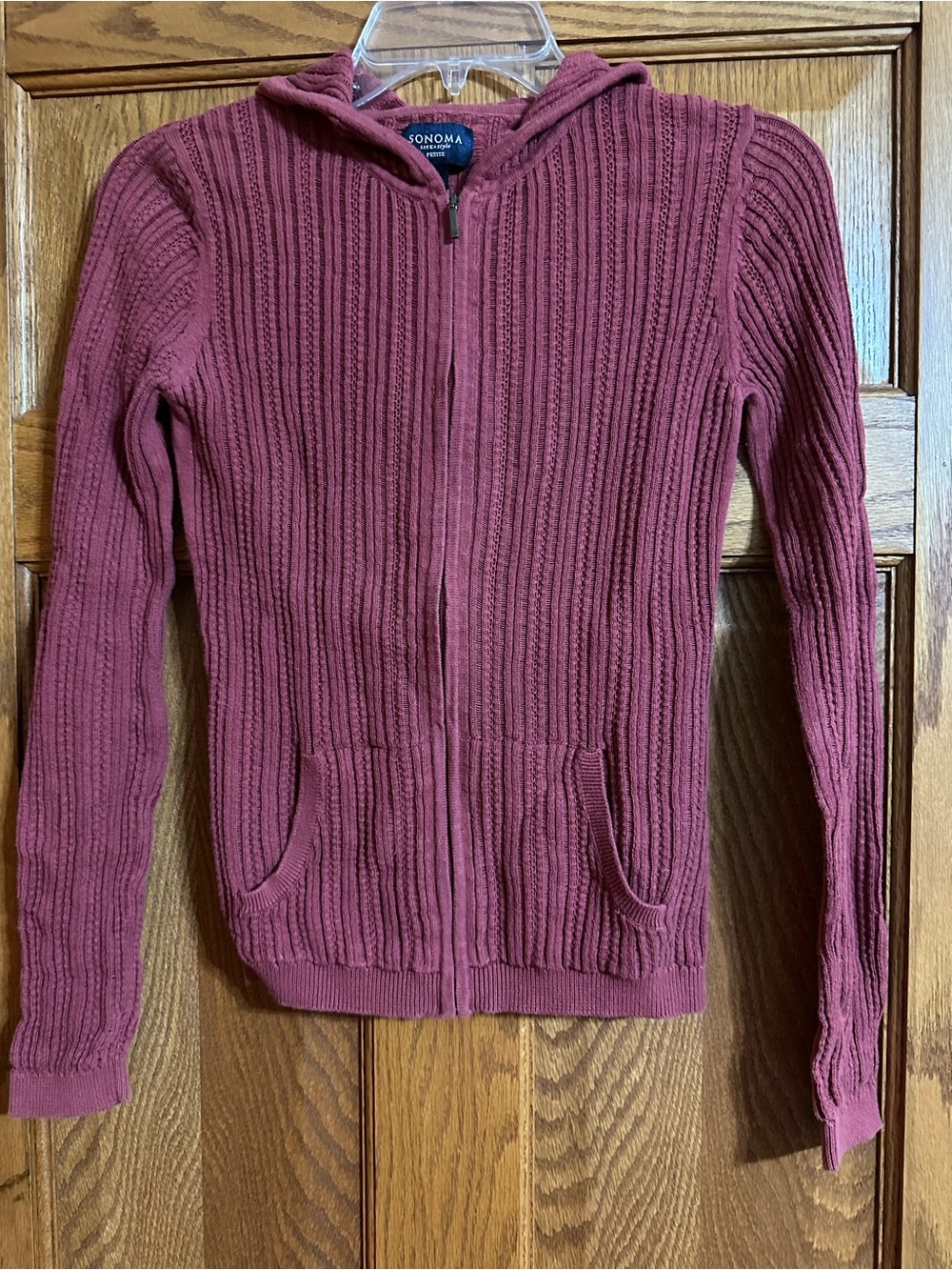 Sonoma Ribbed Zip Hoodie in Rosewood